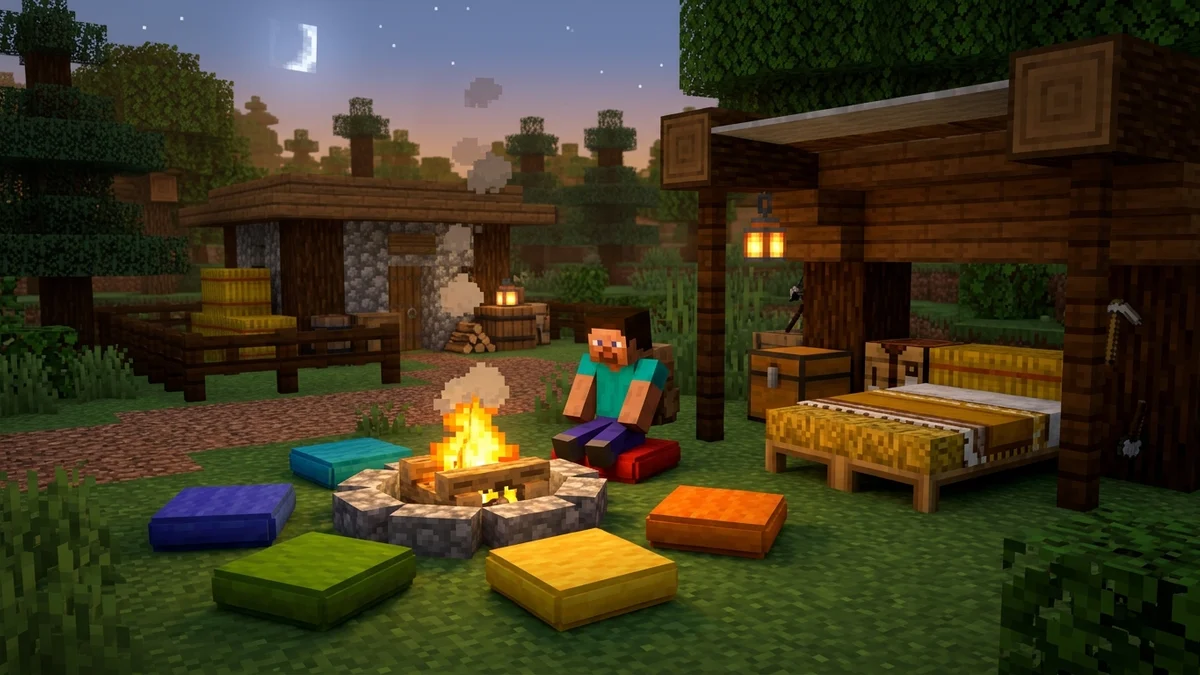 Poduszki Cushions do siadania i słomiane łóżka Straw Beds w Minecraft 26.3